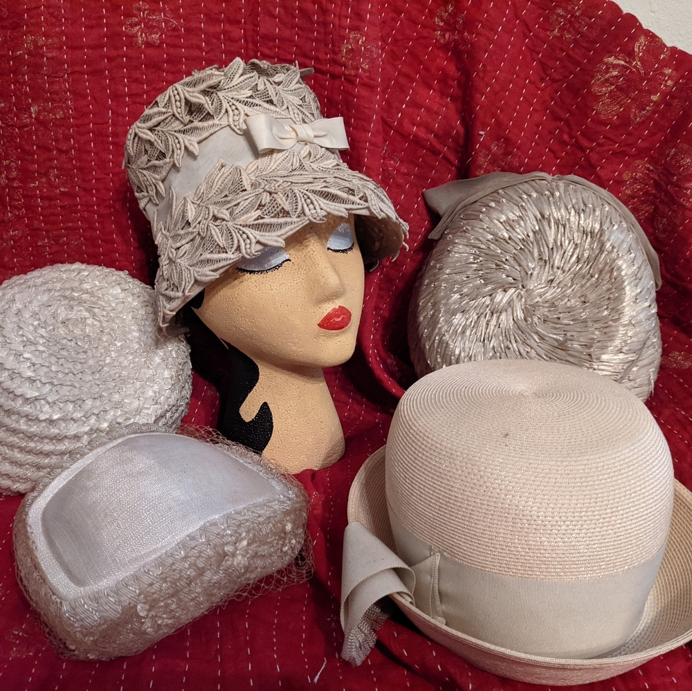 Vintage Ivory Hat Set of 5